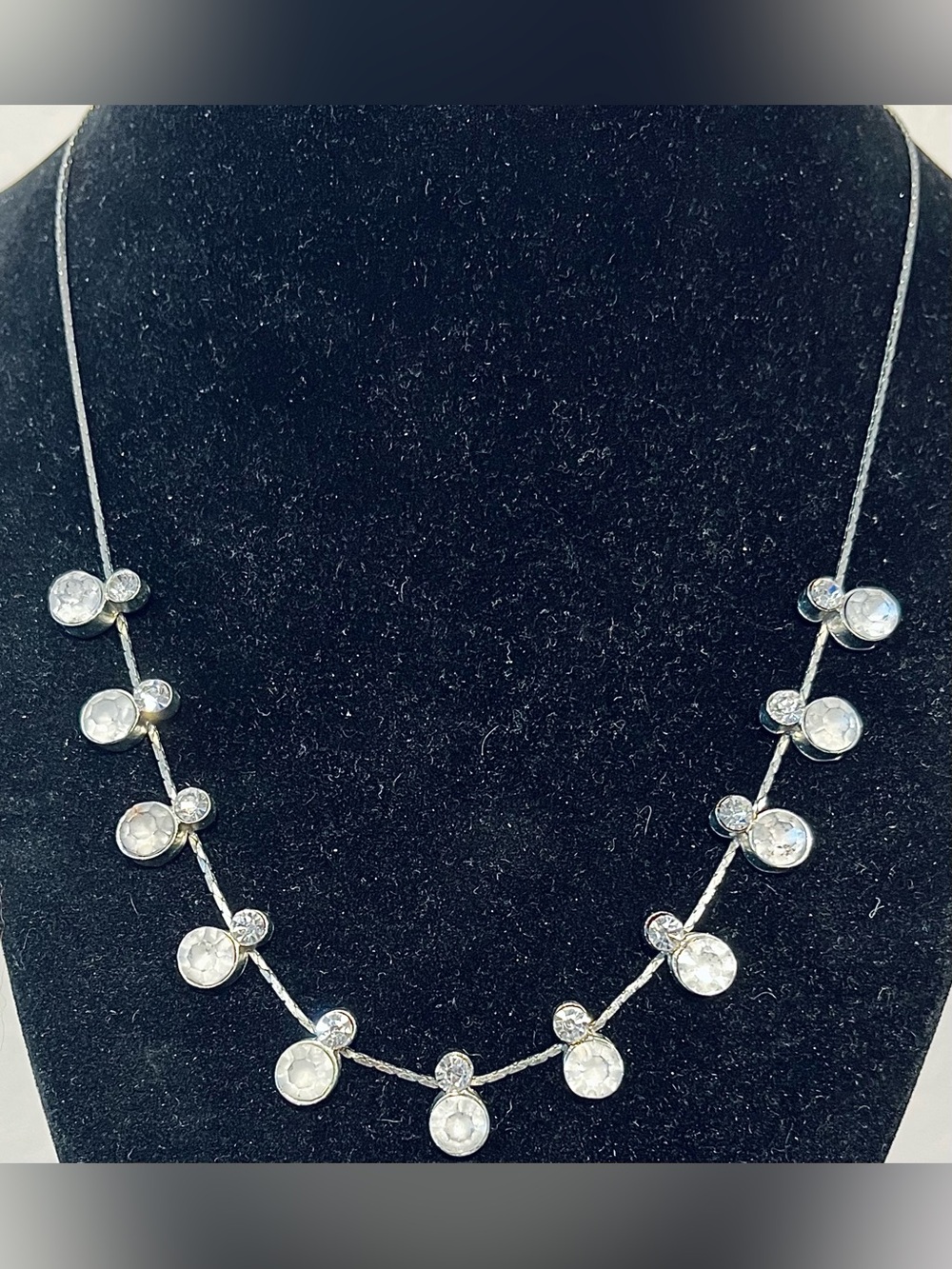 Etnika Silver Crystal Station Necklace